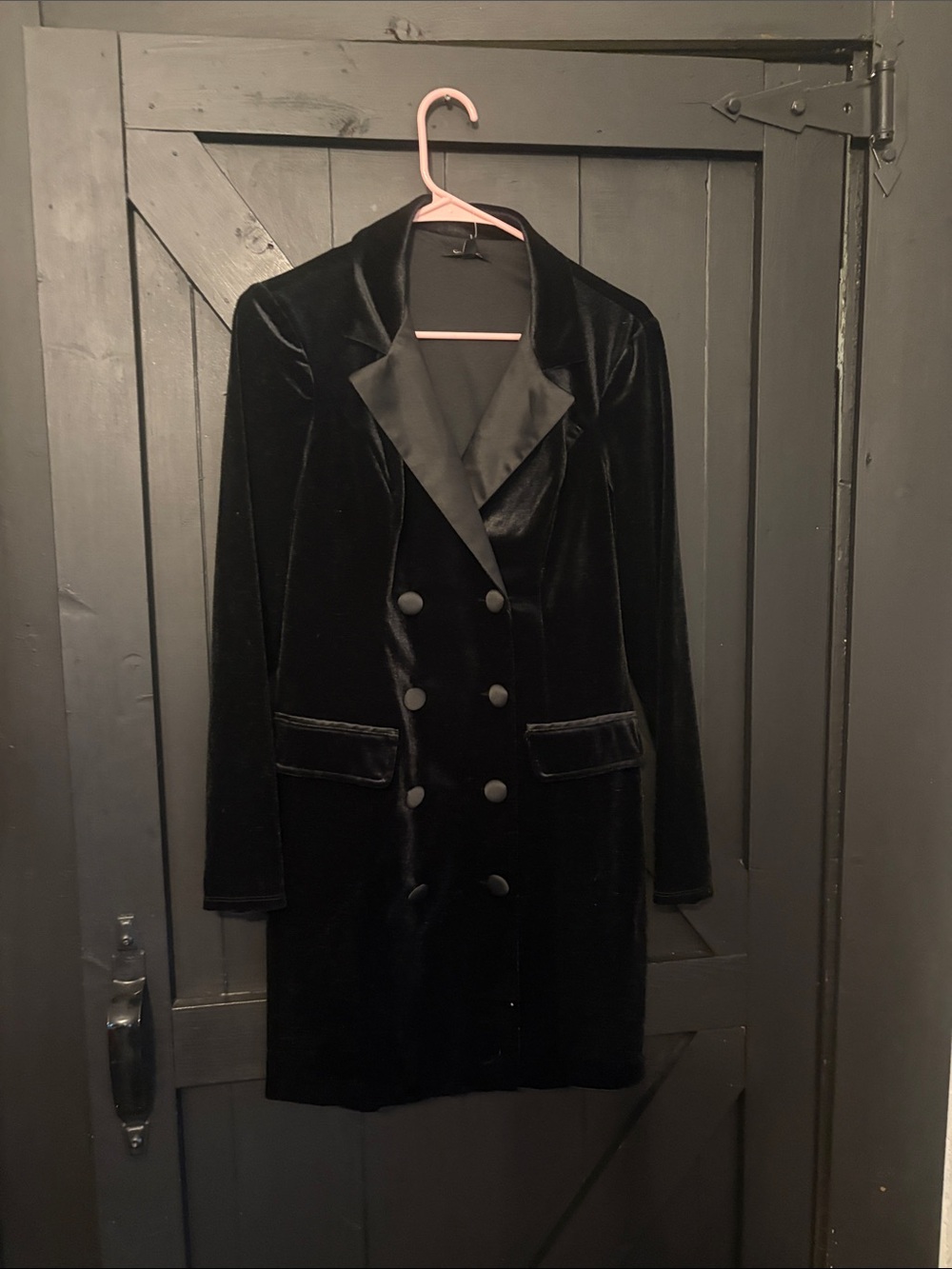 City Studio Black Velvet Double-Breasted Blazer